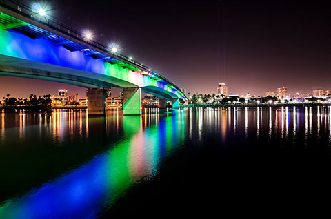 A view of the bridge at night