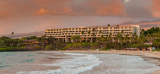 Evening exterior view of Mauna Kea Beach Hotel